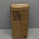 BLUEGO 64oz Glass Water Bottle with Handle and Straw, Motivational Sports Water Bottle with Time Marker and Silicone Sleeve Leakproof Drinking Bottle for Travel Gym Workout, Black