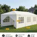 HOTEEL 10x30 FT Party Tent Outdoor Canopy Tents for Parties with 8 Removable Sidewalls, Carpas para Fiestas Waterproof for Gazebo Large Backyard Shelter Patio White Wedding Event Tent BBQ