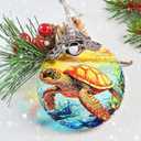 Stained Glass Christmas Ornament, Jocidea Sea Turtle Christmas Decorations, Christmas Tree Ornament, Sea Turtle Lovers Gifts, Holiday Decor and Xmas Gifts Ideas