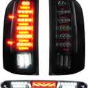 TailLight + 3rd Brake Cargo Lamp for Chevy Silverado 1500 2007-2013, Silverado 2500 3500 2007-2014, GMC Sierra 3500 HD 2008-2014, High Mount Stop Light Rear LED Tail light Assembly, Only for 3157 Bulb