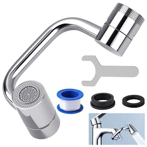 OMASUNB 1080° Rotating Faucet Extender for Bathroom Sink, 2 Modes Adjustable U Shaped Rotatable Faucet Aerator Extension with Adjustable Swivel Arm, Fits 22mm /24mm Taps