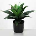 JUSTOYOU 14" Large Artificial Succulent Faux Agave Plant in Pot, Fake Potted Desk Plant Realistic Greenery Artificial Plants for Indoor Office Home Decor Bathroom Kitchen Shelf (Dark Green)