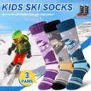 SeeyAN Kids Ski Socks Merino Wool Thermal Winter Socks Boys Girls Warm SnowBoarding Thick Skiing Socks 3 Pairs (Purple/Grey/Blue, 4-7 Years)
