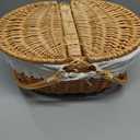 Wicker Picnic Basket with Removable Liner, Empty Picnic Baskets with Lid, Vintage-Style Picnic Hamper with Folding Woven Handle for Picnic, Camping, Outdoor, Halloween, Thanks Giving, Birthday (Cream)