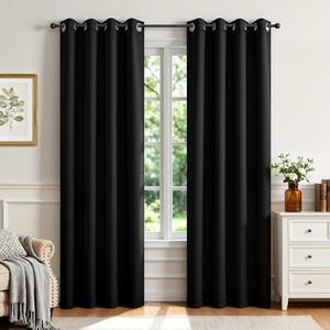 Joydeco Blackout Curtains for Bedroom,Black Out Curtains Long, Black Drapes with Grommets, Noise Reducing Energy Saving Thermal Insulated & Wrinkle-Free Drapes for Living Room, 2 Panels OEKO-TEX STANDARD 100