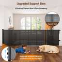 Upgraded 59'' Wide Retractable Baby Gates for Stairs with Reinforced Strip, Mesh Saftey Gate for Pets, Prevent Crawling Dog Gate for Doorways, No Drilling, Indoor & Outdoor Use, 34'' Tall, Black