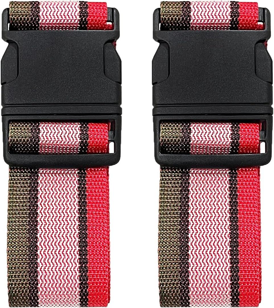2 Pack Luggage Straps, Bright Colors Adjustable Suitcase Belts with Quick Release Buckle (GreyPink)