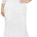 Plus Size Wedding Dress for Bride - Formal Evening Gown Party Lace Mermaid Dresses (White) Size W 14 Plus