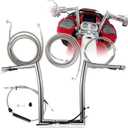 16" Prewired Bar & Cables Kit 1.5" for 2021-2023 Road Glide | Harley Meathook handlebars (Pre-installed CAN-Bus & TBW Wires) with 3 Brake Lines & 1 Clutch Line, Chrome