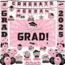 NUTTYBASH Graduation Decorations Class of 2025, Black Pink Graduation Party Decorations Set Includes Congrats Grad Backdrop Banner, 2025 Foil Balloons and Latex Balloons, Graduation Party Supplies