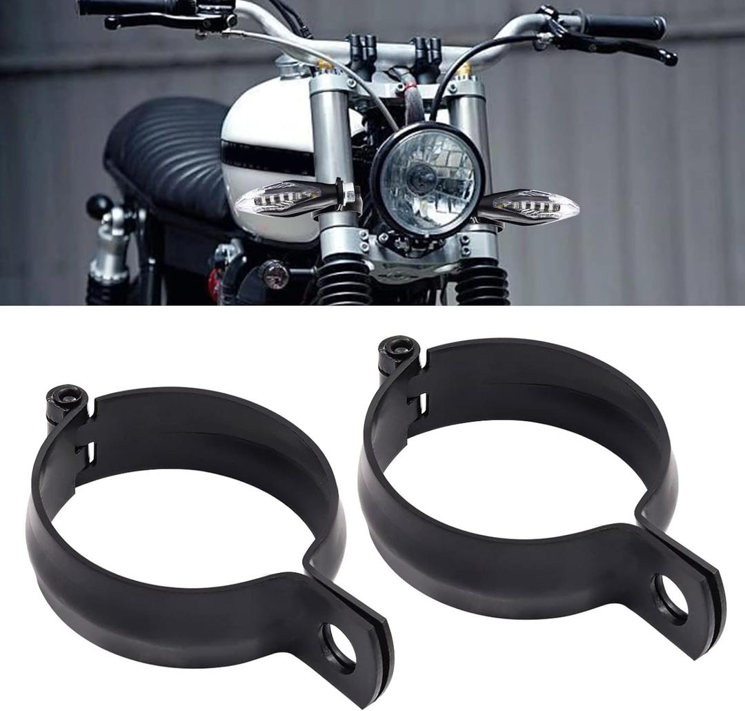 Motorcycle Turn Signal Light Bracket, Universal Signal Indicator Holder Fork Clamps Spotlight Mount Bracket for Bike Chopper (Black, 32-41mm)