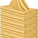 ANECO 16 Pack Square Satin Napkin Bright Silk Table Napkin Soft Smooth Fabric Table Napkin for Wedding Banquet Party Decoration, Gold, 17 x 17 Inch
