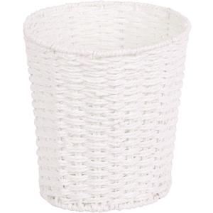 Zuvo Round Wicker Waste Basket Paper Bin - Wicker Trash Basket - Woven Trash Can Rubbish Basket for Bedroom, Bathroom, Offices or Home (White)