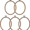 PATIKIL 7x5.9inch Embroidery Hoops, 5Pieces Imitated Wood Oval Frame Cross Stitch Hoop Ring for Embroidery Art Craft Sewing Ornaments Hanging Decoration