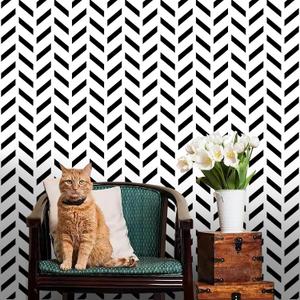 Black and White Peel and Stick Wallpaper Striped Wallpaper Herringbone Contact Paper Self Adhesive Waterproof Vinyl Roll for Bathroom Kitchen Backsplash Cabinets A Set of 17.3"x480"