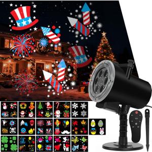Christmas Halloween Projector Lights Outdoor,Holiday Projector Light with Remote Control,Timer,16 HD Slides,LED Waterproof Landscape Light for Party,Wedding,Christmas,Patio and Yard