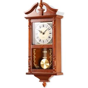 AYRELY 25IN Grandfather Vintage Wall Clock with Pendulum and Chime, Hour/Quarter-Hour Chime, Rubberwood Frame, Large Vintage Wall Clock for Living Room,Home Decor Gift