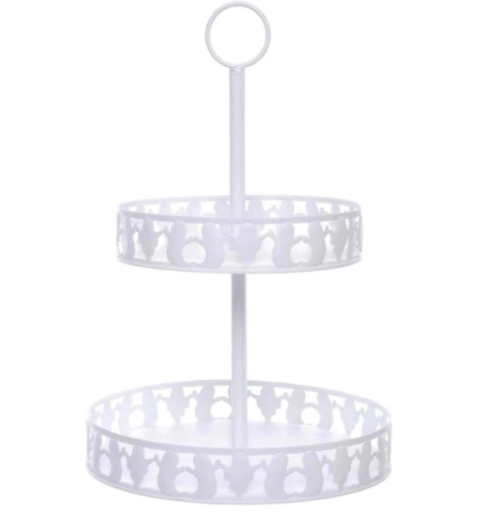 White Tiered Tray Metal Ghost