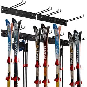 Ultrawall Wall Mount Ski Rack, Garage Ski Storage Rack, Ski Hangers For 8 Pairs of Skis