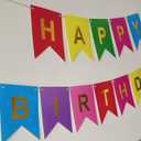 5 x Colorful Happy Birthday Banner with 12pcs Pennant Banner Flags, Rainbow Happy Birthday Sign with Shiny Gold Letters, Party Decorations for Boys Girls, DIY Party Supplies (Multi-color)