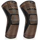 Copper Elbow Brace Compression Sleeves for Pain Relief Men Women, Arm Support Forearm Pads Braces for Tendonitis, Tennis, Golfers, Arthritis, Weight lifting (Large, Black)