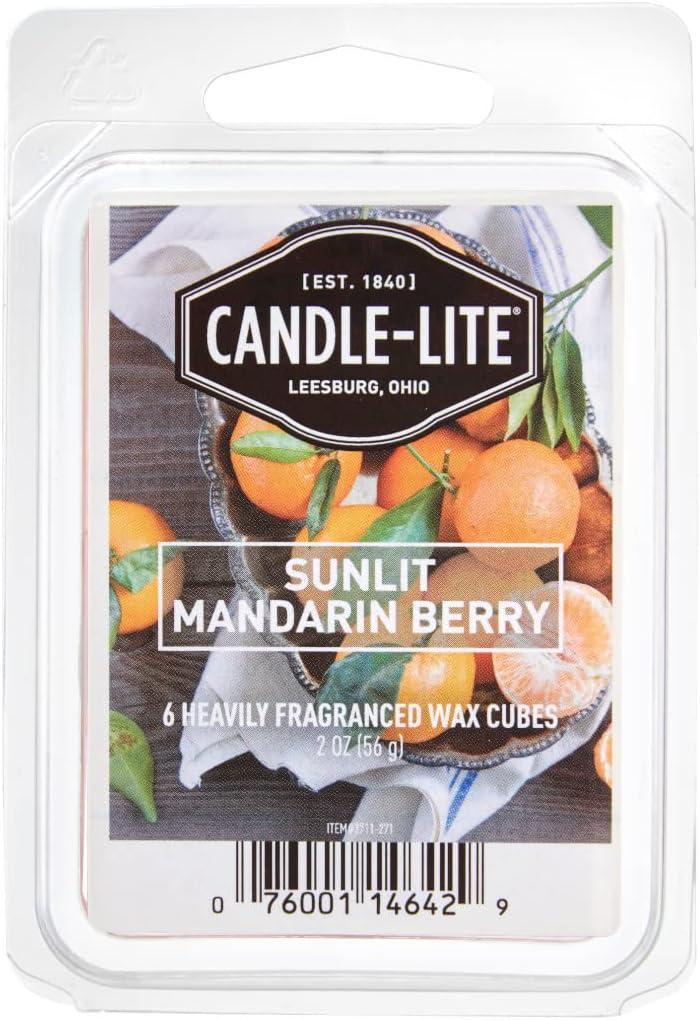 CANDLE-LITE Sunlit Mandarin Berry Scented Wax Melts for Your Oil Burner (56 g) The Lemon Berries Fragrance for Your Home - 6 Scented Wax Cubes with 10 Hours of Fragrance Time for Your Favourite Aroma 