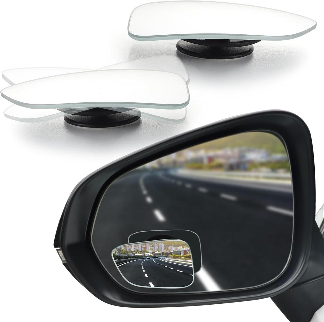 LivTee Blind Spot Car Mirror, HD Glass Frameless Convex Side Mirror Blindspot, Wide Angle Rear View Mirrors for SUVs, Trucks and RVs - Car Accessories (New Frameless Design)