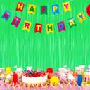 2 x 2 Pack Foil Fringe Backdrop - Fluorescent Green Shiny Tinsel Curtains for Party Decoration/Photo Booth Props - 3.3x6.6 FT Metallic Foil Backdrop for Birthday, Wedding, Graduation, Christmas.