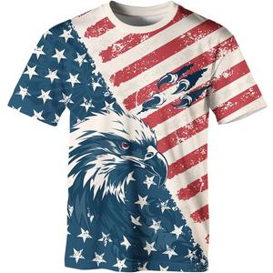 Casual American Flag T-Shirt Eagle Short Sleeve Patriotic T-Shirts for Men (XXXL)