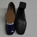 Heel The World Women's Pumps,Low Chunky Block Heels,Square Toe Patent Women Dress Shoes for Party Office (11, Blue)