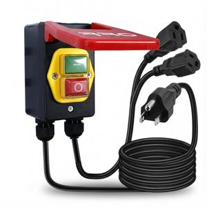 110/230V Single Phase Paddle Switch - Large Emergency Stop Paddle for Quick Power Off, On/Off Switch, for Table Saws, Router Tables, Drill Presses, Heavy Duty Extension Cords (2 Female Plug)