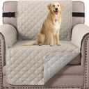 H.VERSAILTEX Chair Slipcover Reversible Chair Cover Water Resistant Washable Chair Cover Non-Slip Fabric Furniture Protector with Elastic Strap for Pets(Armchair, Pale Oak)