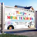 HOWAF Music Teacher Appreciation Backdrop Banner, Thank You Music Teachers Background Banner for School Classroom Decorations, Thank You Musical Teachers Hanging Sign for Teacher's Day Supplies