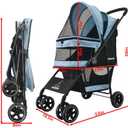 ROODO 4 Wheel Dog Cat Pet Stroller Best Lightweight Foldable Compact Portable Jogger All Terrain Travel Pet Gear Puppy Doggie Bunny Kitty Stroller for up to 30lbs Medium Small Dogs Cats(Sky Blue)