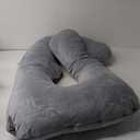 Momcozy Pregnancy Pillows for Sleeping, U Shaped Full Body Maternity Pillow with Removable Cover - Support for Back, Legs, Belly, HIPS for Pregnant Women, 57 Inch Pregnancy Pillow for Women, Grey