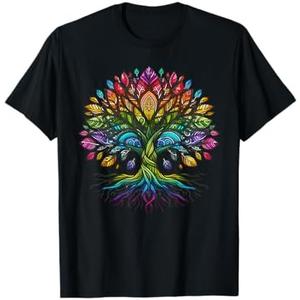 Tree Life Rainbow LGBTQ Cool Gay Pride Flag Ally Kids Men T-Shirt 1X