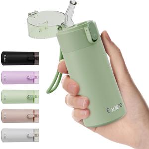 5oz Small Water Bottles with Straw, Mini Water Bottle with One-Hand Open Design, Leak-Proof Locking Lid for Hot&Cold Drinks, Small Travel Water Bottle - 100% Leakproof for School, Travel...(Mint)