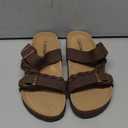 KIDMI Women's Cork Footbed Sandals with Arch Support Comfortable Slip-On Slide Sandals With Adjustable Buckle for Summer (37, Brown)