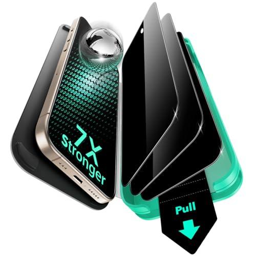 ESR 2 Pack 9H+ Glass for iPhone 16 Pro Max Privacy Screen Protector, [Military Grade Shatterproof & Longest Durable] Armorite Anti-spy Tempered Glass with UltraFit Tray