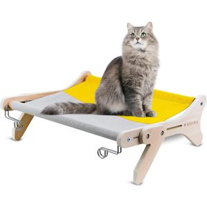 Cat Window Perch - Large Cat Hammock & Bed with Easy Setup - Wooden Cat Seat & Climber - Brown