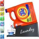 Skywin Laundry Detergent Holder Stand Organizer and Drip Tray for Laundry Room Organization, Laundry Soap Holder for Liquid Laundry Detergent, Laundry Detergent Stand (Black with Print)