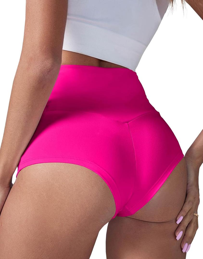 BZB Women's High Waist Yoga Shorts Gym Workout Booty Dance Hot Pants Athletic Butt Lifting Sports Leggings (Large)