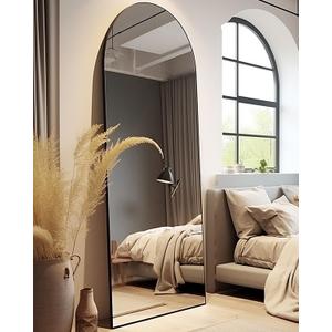 Arched Mirror - Full Length, Standing or Wall Mounted, 58"18", Aluminum Frame - Black