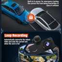 3 Channel Dash Cam,4K+1080P Dash Cam Front and Rear Inside, Dash Camera for Cars, Triple Car Camera with 32GB Card,Built-in G-Sensor, 2 IPS Display Car Camera,Loop Recording,24Hr Parking (Black)