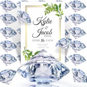 MTLEE 36 Pieces Diamond Place Card Holders Acrylic Number Holders for Wedding Crystal Table Card Stands Tabletop Stands for Weddings Baby Shower Table Decoration (Transparent White)