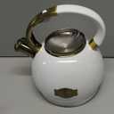 SUSTEAS Stove Top Whistling Tea Kettle - Food Grade Stainless Steel Teakettle Teapot with Cool Touch Ergonomic Handle, With 1 Silicone Pinch Mitt Included, 2.64 Quart(WHITE)