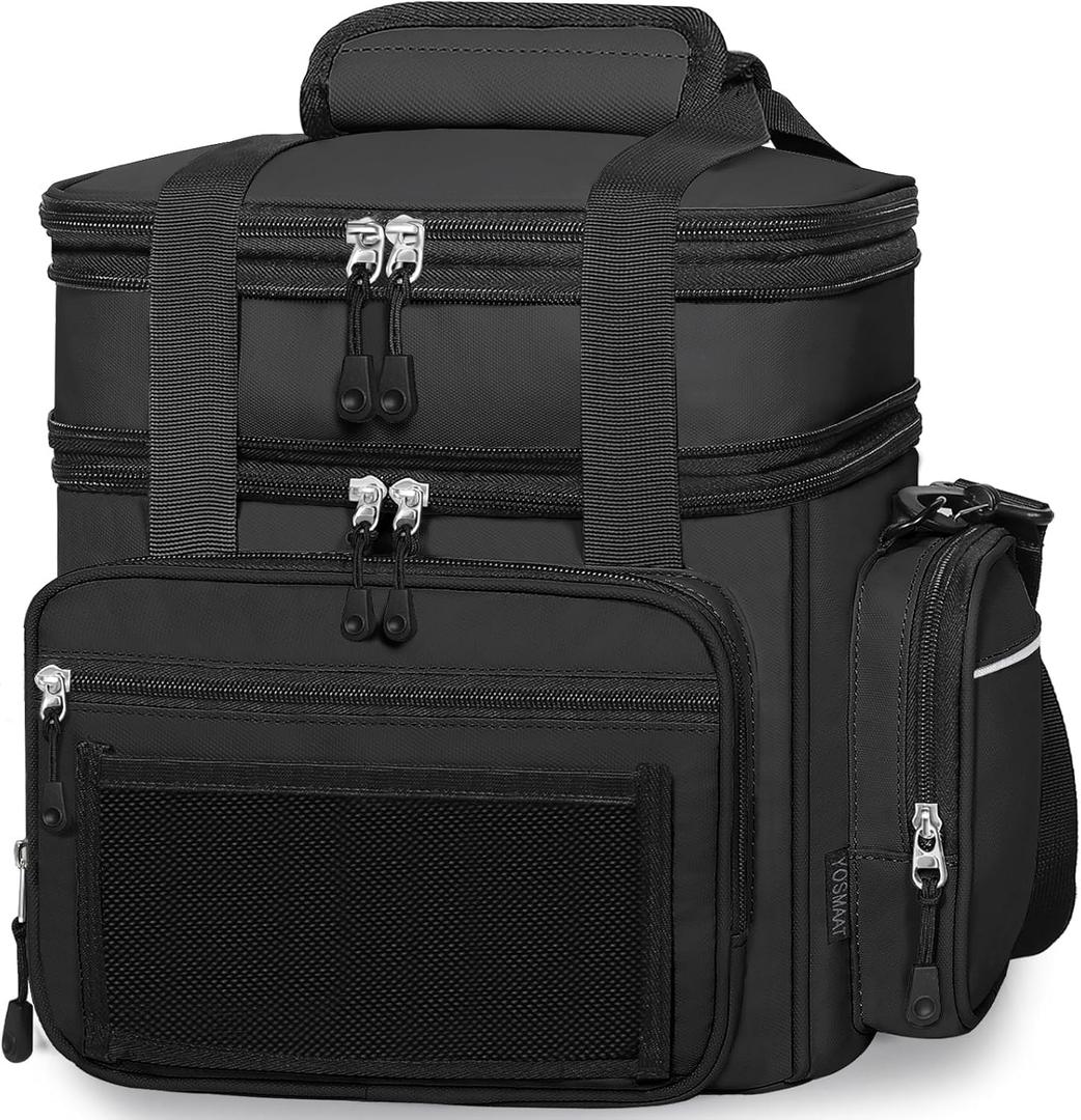 Lunch Box Cooler Bag - Versatile Insulated Lunchbox for Men Women - Large Lunch Pail for Adults Work Shifts Outdoor Trips Black 15L