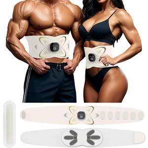 Abs Sculptor, Ab Toning Belt with Heating Pad for Stomach Cellulite Removal Fat Burning, ab Toner Machine for Belly Exercise Smooth & Firming, Lower Back Massager for Pain Relief Women Men Unisex (Pink, L)