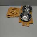 Elevated Dog Bowls, Adjustable Raised Tilted French Bulldog Food Water Bowl, Slanted Bamboo Pet Feeding Station with Stainless Steel Bowl for Small & Medium Dogs, Cat Kitten Flat Faced Puppy Feeder