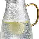 2L/68oz Water Pitcher Glass Pitcher with Lid and Handle, Heat/Cold Resistant Borosilicate Glass Water Carafe for Coffee, Lemonade, Iced Tea,Beverage, Water Glass Jug